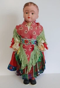 ANTIQUE DOLL - 12" Hungarian European National Costume Folk Plastic #A - Bild 1 von 9