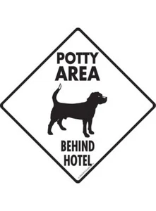 Potty Area Sign - Dog Image Exterior Rustproof Aluminum Sign or Vinyl Sticker - Picture 1 of 6