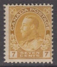Canada MINT OG Scott #113  7 cent yellow ochre "Admiral"  F