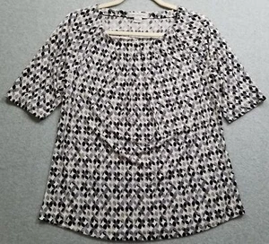 Blusa Jersey Liz Claiborne Top Para Mujer Mediana M Geométrica Manga Corta Elastizada - Imagen 1 de 8