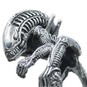 21g schwerer großer AVP Alien vs Predator Biker Schädel 925 Sterlingsilber Herrenring - Bild 1 von 12