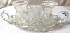 Vintage Glass Lot 2x Tooth Pick Holders, 1 Candy/Tray 1 Miniature Cup - Picture 1 of 16