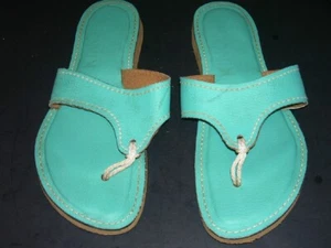 KINO's Key West Leather Thong Women's Sandals Pale Turquoise Size 10/11 Flipflop - Picture 1 of 4
