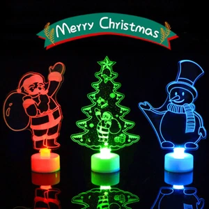 LED Christmas Decoration Night Lights Flashing Xmas Santa Claus Snowman Ornament - Picture 1 of 13