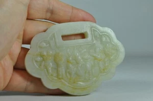 Fine Antique Chinese Jade Longevity Lock Pendant - Picture 1 of 12