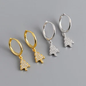 Neu Weihnachtsbaum Ohrringe s925 Silber Damen Zirkonia Ohrringe Schnalle - Bild 1 von 15