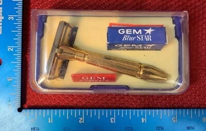 VINTAGE GEM BLUE STAR SHAVING RAZOR WITH BLADES IN CASE 102A - Picture 1 of 12