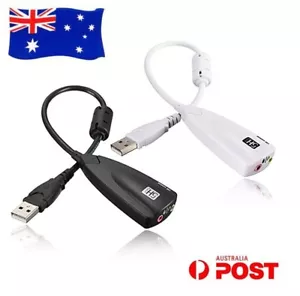 USB External Sound Card Virtual 7.1 Surround Mic Audio Adapter Cable Black White - Picture 1 of 6