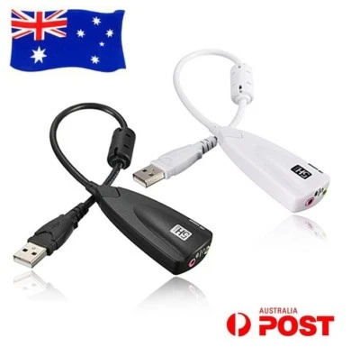USB External Sound Card Virtual 7.1 Surround Mic Audio Adapter Cable Black White - Image 1 of 4
