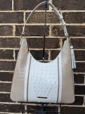 NWT $385 Brahmin Tabitha Sea Salt White Colada Leather Shoulder Bag white multi - Image 1 of 4