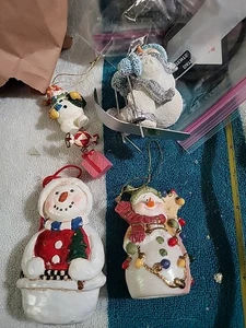 4 Snowman Christmas Ornaments Decor LG Mixed Collection Snowmen B4-5 - Picture 1 of 6