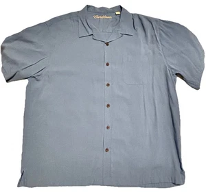 CARIBBEAN Men's XL Beach Casual Outdoor Short Sleeve Button-Up Shirt, Blue - Picture 1 of 8
