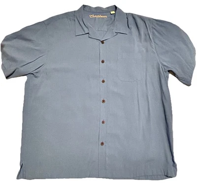 CARIBBEAN Men's XL Beach Casual Outdoor Short Sleeve Button-Up Shirt, Blue - Image 1 of 4
