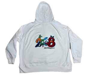 2008 Walt Disney World Hoodie Gr. XL weiß Mickey Minnie Hund Knochen Anhänger Reißverschluss - Bild 1 von 7