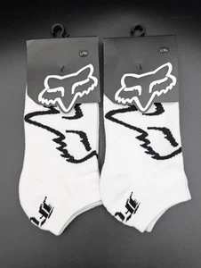 Fox Racing Core No Show Socks 2 pair Men's L/XL White Black - Picture 1 of 5