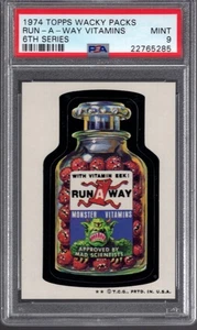 1974 Topps Wacky Packages RUN-A-WAY VITAMINS PSA 9 MINT Series 6 Packs TOUGH! - Picture 1 of 1