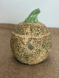 1999 Patricia Garrett Cantaloupe Bowl w/ lid Great Impressions Pottery - Picture 1 of 13
