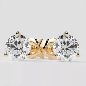 14K Yellow Gold Martini Earrings IGI Round 3 Ct Lab Grown Diamond Stud E VS1 - Picture 1 of 6