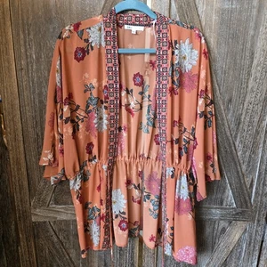 Cárdigan floral multicolor melón ligero DR2 kimono para mujer talla L/XL - Imagen 1 de 9