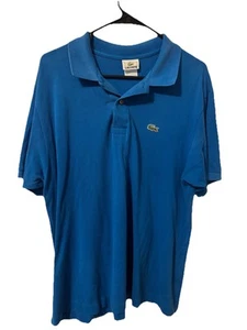Lacoste Polo Shirt Men 6 Blue Short Sleeve Slim 100% Cotton Knit Croc Logo - Picture 1 of 6