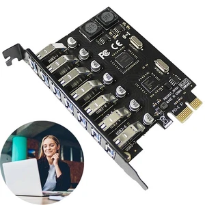 PCIE zu USB3.0 Erweiterungskarte 7-Port PCI-E Adapter für Windows XP/7/8/8.1/10 - Afbeelding 1 van 12