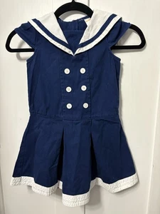 Vtg 2014 Gymboree Girls Sz5 Blue And White Sailor Dress HTF - Picture 1 of 4