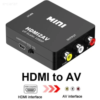 HDMI To RCA AV Converter Adapter 1080P CVBs 3RCA For Video Audio Xbox TV PC DVD - Image 1 of 4