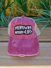 MOM WIFE BLESSED LIFE PONYTAIL HAT 6 COLORS