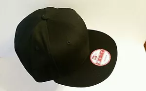 1X - New Era 9Fifty Flat Snapback Hat Cap Blank NE400 { BLACK } NE 9FIFTY - Picture 1 of 10