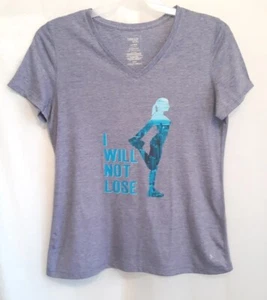 Ladies Activewear Tshirt by Danskin Now L(12-14) Grey, v-neck, pre-owned - Picture 1 of 7