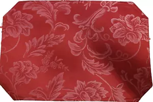 Set 3 Tovagliette Stesso Tessuto Damascato 12" x 18", FIORI SU ROSSO/BORDEAUX, REGGISENO - Foto 1 di 7