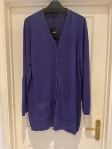 Hobbs Fishbone Detail Long Cardigan - Cotton/Cashmere - Size 18 - New with Tags - Picture 1 of 3