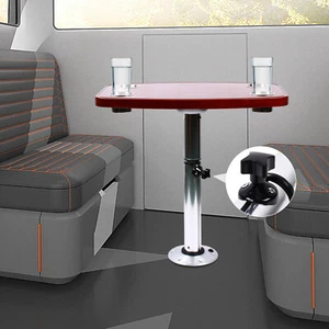 For Caravan RV Marine Boat Table w/ 4 Cup Holders & Base 22''-28'' Rectangle NEW - Picture 1 of 18