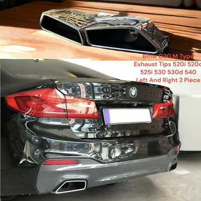 For Bmw G30 M Type Exhaust Tips 520i 520d 525i 530 530d 540 Left Right 2 Piece - Image 1 of 4