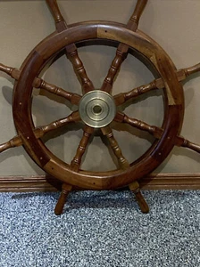 Stylish Large 36'' Pirates home decor Ship Wooden Wheel Captain Boat Gaston Gift - Picture 1 of 9