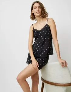 The White Company Woodblock Print Lace trim Pyjama Set - Navy/ RRP £55 - Picture 1 of 5