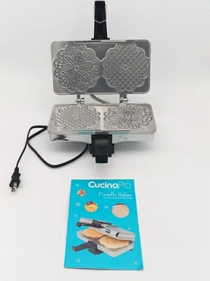 Cucina Pro Pizzelle Maker Panadero 220-05P Gofre Italiano Galleta Pulida Plateado Foto 1 de 4