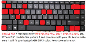 Keyboard key caps + hinge for HP Spectre X360 Envy Spectre Pro ASH GRAY