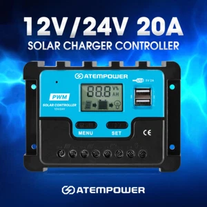20A Solar Charge Controller 12V 24V Lithium Battery Panel Regulator 2 USB LCD - Picture 1 of 11