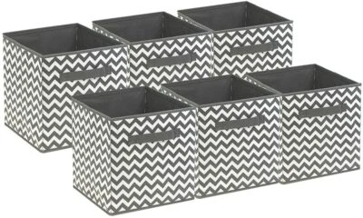 Sorbus 6 Pk Foldable Fabric Storage Cube Bin Baskets Organizer - Chevron Pattern - Image 1 of 4