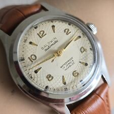 Vintage BALDWIN Men's automatic watch Stainless steel AS 1361N Mesh dial 1950s