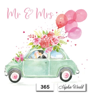 (365) ZWEI individuelle Papier LUNCHEON Decoupage Servietten HOCHZEIT WEG AUTO LIEBE - Bild 1 von 3