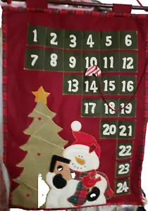 Frosty Christmas Countdown Fabric Advent Calendar 18"x 26" Snowman Wall Hanging - Picture 1 of 7