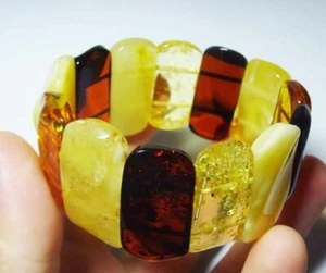 Amber bracelet, elastic, genuine natural amber 36.86gr. A810 - Picture 1 of 10