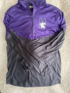Northwestern Pullover Shirt Adult Medium Purple 1/4 Zip Collared Ncaa Mens *****