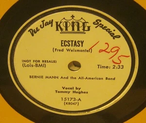 Ecstasy TOMMY HUGHES 78 Phonograph Record!! PROMO COPY!! - Picture 1 of 1
