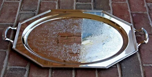 Wallace Silversmith 28" Alden Silverplate Octagonal Handled Waiter Tray - Picture 1 of 23