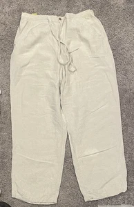 Cubavera Wide Leg Pants Mens L Beige Linen Blend Drawstring Pockets Resort Beach - Picture 1 of 4