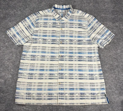 Camisa Tommy Bahama Para Hombres 2XL Rayas Azul Floral Mezcla Seda IslandZone Transpirable Foto 1 de 4