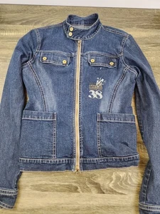 Marithe Francois Girbaud Women’s Small Denim Jean Jacket Blue Full Zip Stretch - Picture 1 of 10